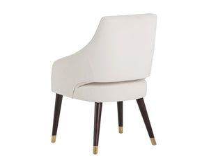 Sunpan Adelaide Dining Armchair - Modern Comfort with Elegant Sloping Arms and Antique Brass Accents Calico Cream