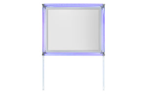 English Elm LAURA Silver Mirror with LED Light, Large Sleek Silver Frame, Solid Wood/MDF, Fits Matching Dresser B201P294745