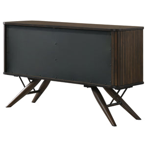 English Elm Wes Dark Walnut 2-Door Sideboard Buffet Storage Cabinet with Removable Shelves, Tapered Legs, Timeless Grain Finish B062P344986