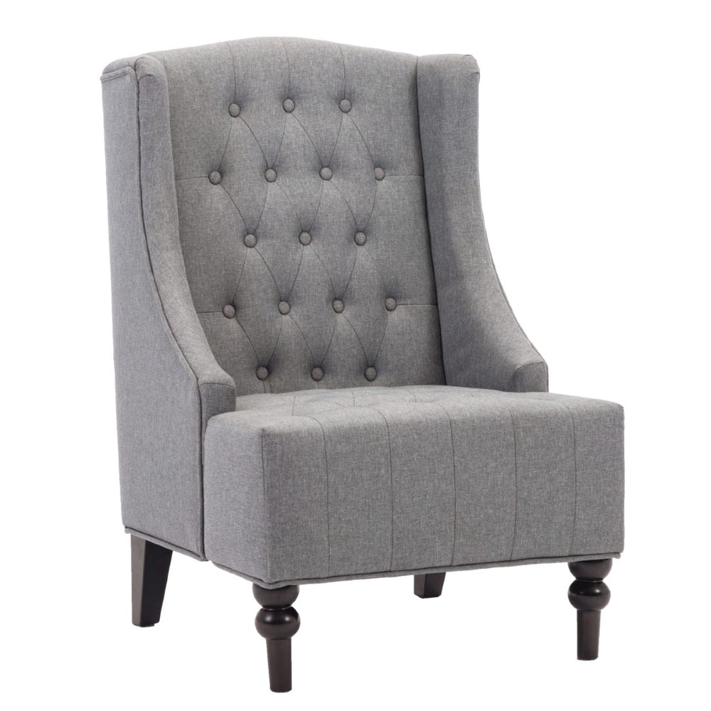 English Elm 1pc Wingback Accent Chair Diamond Tufted Polyester Upholstery Formal Living Room Seat B011P201978