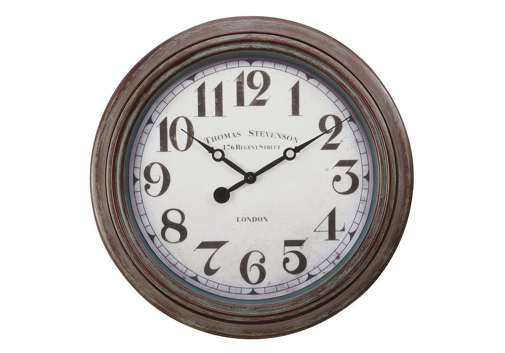 English Elm Clocks, 20" Round Wall Clock In Rubbed Antique Brown – Vintage Charm & Silent Quartz Movement B2710P287082
