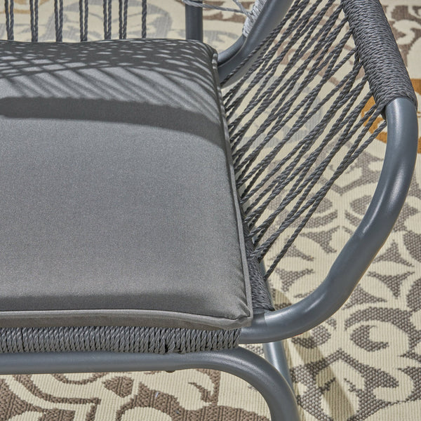 English Elm Christopher Knight Home® - IDAHO Woven Rope Club Chair Set of 2 – Gray Steel Frame, Water-Resistant Polyester Cushions, Stylish Patio Seating (2-Pack) 62330.00CGRY