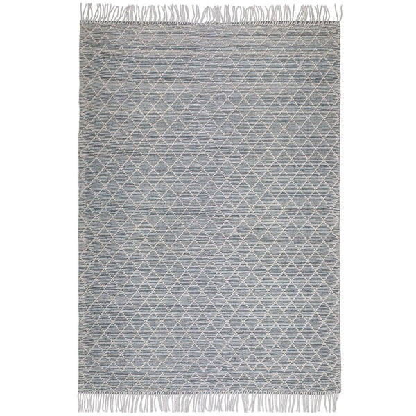 English Elm Ogden Ivory 6x9 Area Rug - Handwoven Wool Blend Diamond Pattern with Teal Accents & Fringe Pad Recommend B136P188390