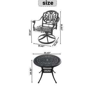 English Elm 3-Piece All-Weather Cast Aluminum Dining Set With Swivel Chairs - Stylish, Durable, Easy To Maintain! W1710S00262