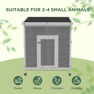 English Elm Wooden Fir Duck House with Asphalt Roof Dual Doors and Ventilation for Backyard Poultry T3971P407852