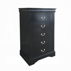 English Elm Black 5-Drawer Chest with Sleek Black Finish, Smooth Pull Handles, Ample Storage for Organized Rooms B062P209041