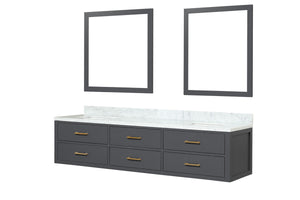 English Elm Black 80" Double Bath Vanity with Carrara Marble Top, Soft-Close Drawers & Dual 36"x36" Mirrors B2731S01583