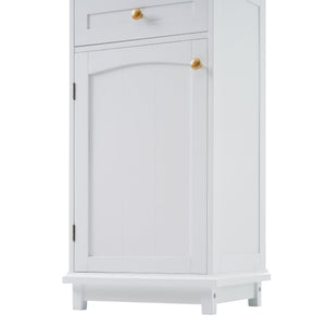 English Elm 63" Tall Bathroom Vanity Cabinet with Glass Doors, Two Drawers and Adjustable Shelves for Stylish Storage White N729P171305K