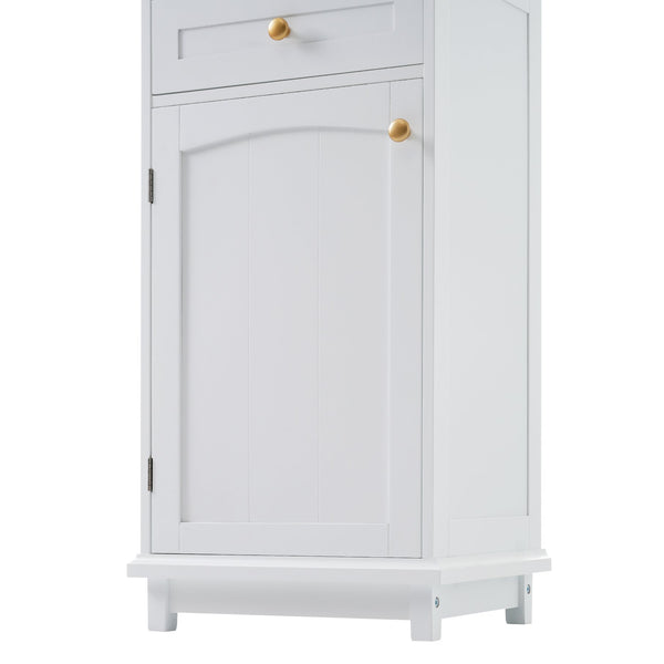 English Elm 63" Tall Bathroom Vanity Cabinet with Glass Doors, Two Drawers and Adjustable Shelves for Stylish Storage White N729P171305K