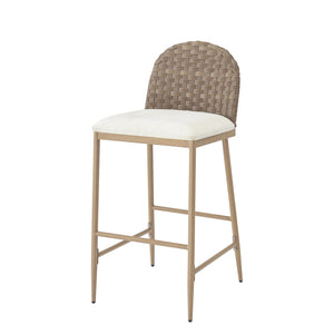 English Elm 25" Farmhouse Counter Stools Set of 2 Woven Rattan Back Iron Frame Kitchen Island N762P329089D