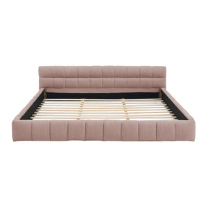 English Elm King Platform Bed Full Chenille Upholstery Low Profile Frame Modern Bedroom W487S00515