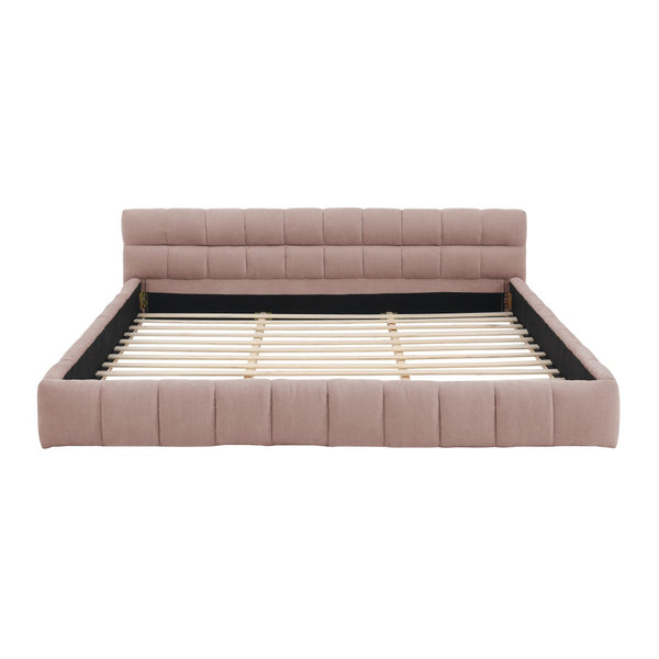 English Elm King Platform Bed Full Chenille Upholstery Low Profile Frame Modern Bedroom W487S00515
