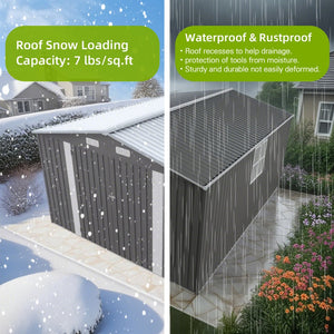 English Elm 10x14 Ft Galvanized Steel Outdoor Storage Shed with Lockable Doors and Vented Window W3213S00004
