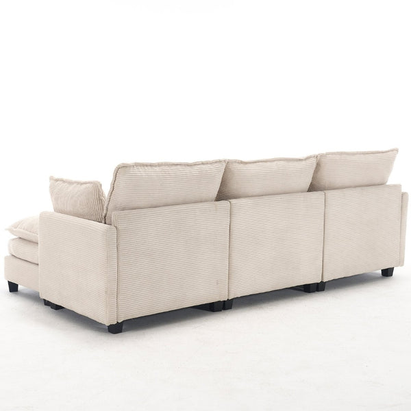 English Elm Modular Velvet Sofa - Luxurious U-Shaped Couch With Ottoman & Pillows, Perfect For Living Rooms W2705S00021-GIGA