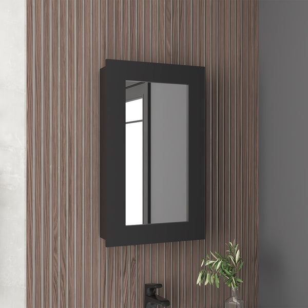 English Elm Juno Narrow Mirrored Medicine Cabinet 25.7" H x 15.7" W — Space-Saving Wall Mount with 3 Interior Shelves Black 31.2 L x 19.3 W x 3.6 H B070P242487