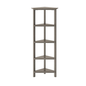 English Elm 4-shelf Tall Corner Bookcase Open Display Unit Walnut Wood for Living Room Gray Wash B2751P436410