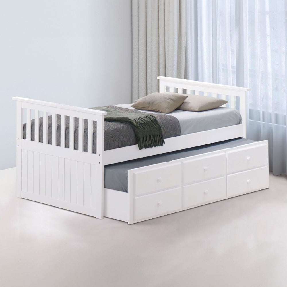English Elm Transitional Captain Bed With Trundle, 3 Drawers & Slatted Design - Stylish Space-Saving Solution! B2741S00496-GIGA