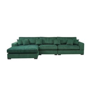 English Elm 148.03'' Mid Century Modern 4 Seat Sectional Sofa with Reversible Chaise for Living Room Green W876S00330