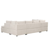 English Elm 117.3" Oversized Sectional Sofa U- Shaped Sofa Couch Pull-Out Sofa Bed With Two Throw Pillows For Living Room, Beige