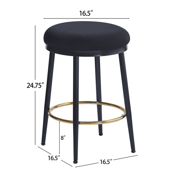 English Elm Christopher Knight Home® - 24.75'' Modern Counter Stools Set Of 4 - Chic Black Velvet & Iron Frame With Gold Footrest For Style! N780P189729B-2
