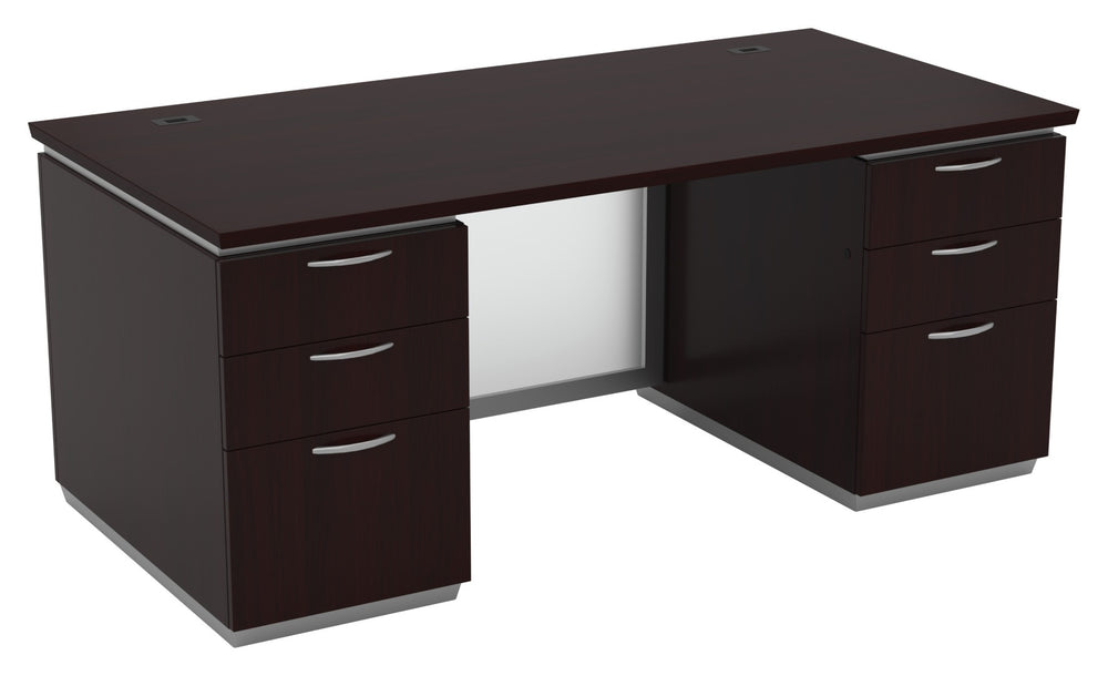 OSP Home Furnishings Tuxedo Executive Dual Pedestal Office Desk with Spacious Work Surface and Smooth Drawer Glides 66X30 TUXDKR-TYP3