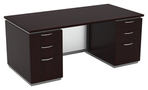 OSP Home Furnishings Tuxedo Executive Dual Pedestal Office Desk with Spacious Work Surface and Smooth Drawer Glides 72X36 TUXDKR-TYP2