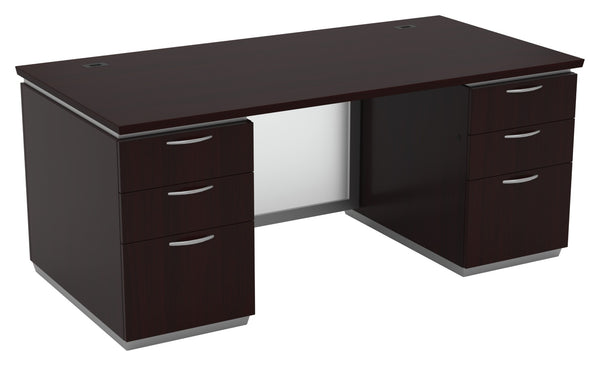 OSP Home Furnishings Tuxedo Executive Dual Pedestal Office Desk with Spacious Work Surface and Smooth Drawer Glides 72X36 TUXDKR-TYP2