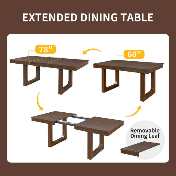 English Elm 5-piece Farmhouse Dining Set Oak Veneer Butterfly Leaf Table Four Upholstered Chairs Beige,Walnut N752S109000D