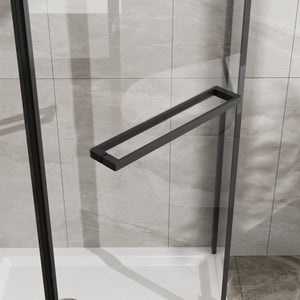 English Elm Goodyo Neo-Angle Frameless Shower Door 36x36x72 Corner Enclosure with 1/4" Tempered Glass, Matte Finish, 304 Stainless Hardware, Easy-Clean Black D163107681