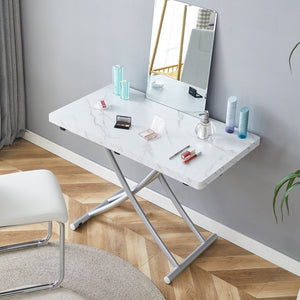 English Elm Modern multifunctional lift table with 0.8" MDF top, adjustable 18.3–29" silver legs, versatile coffee/dining/study use W1151P271527