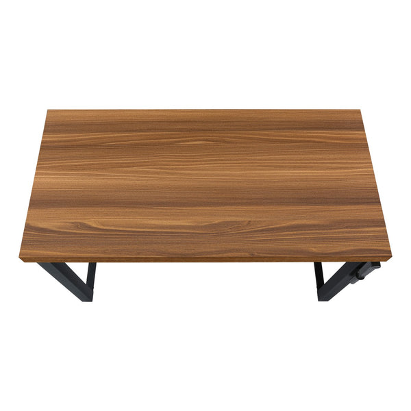 English Elm Computer Desk - Adjustable Height, Contemporary Walnut Laminate & Black Metal, Perfect For Small Spaces B2710P219890