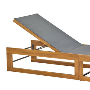 English Elm Mia Outdoor Acacia Wood Chaise Lounge with Breathable Mesh for Pool Deck or Patio N776P301491D