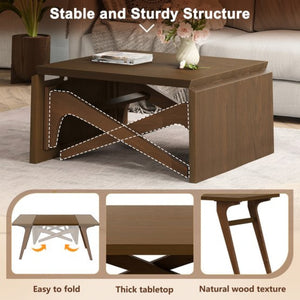 English Elm Transformer Solid Wood Convertible Table Adjustable Height Expandable Top for Small Spaces Walnut N735P406282D
