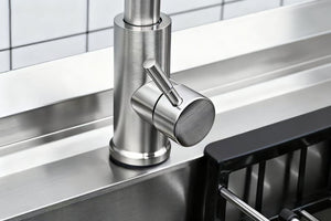 English Elm Stainless Steel Freestanding Utility Sink with Pull Out Faucet and Open Storage Shelf W3167P356273