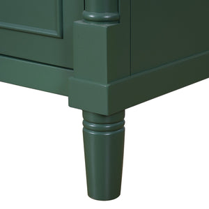 English Elm 24" Bathroom Vanity with Integrated Ceramic Sink and Adjustable Shelf, Vintage Hardware, Space-Saving Design Green N710P277711F