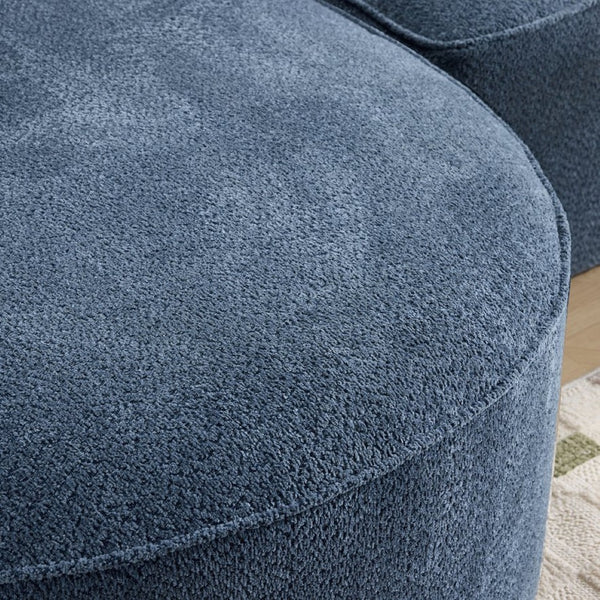 English Elm 124.5-inch Curved Chenille Sectional Sofa with Pillows Deep Seat Living Room Couch Blue W3612S00025