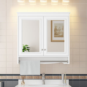 English Elm 3-in-1 Wall Mounted Medicine Cabinet with Soft Close Door Adjustable Shelves and Towel Bar White N710P405415K