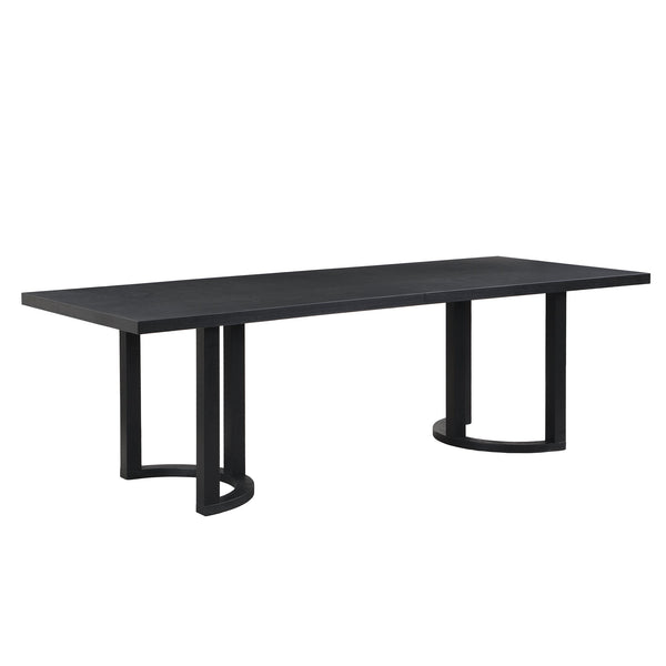 English Elm Christopher Knight Home® - 95 Modern Solid Wood Dining Table with U-Shaped Trestle Base Seats 8, Sleek Rectangular Design Black N771P195513H
