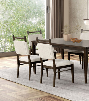 English Elm Modern Dark Walnut 2pc Side Chairs Upholstered Polyester Seats Cozy Dining Set Rubberwood Frame, 38"H B2741P320862