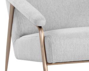 Sunpan TUTTI Lounge Chair - Elegant Mid-Century Design in San Remo Winter Cloud with Brass Frame Finish 108805