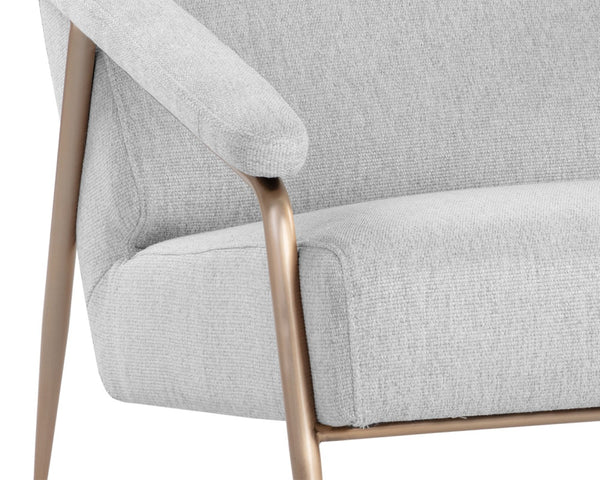 Sunpan TUTTI Lounge Chair - Elegant Mid-Century Design in San Remo Winter Cloud with Brass Frame Finish 108805