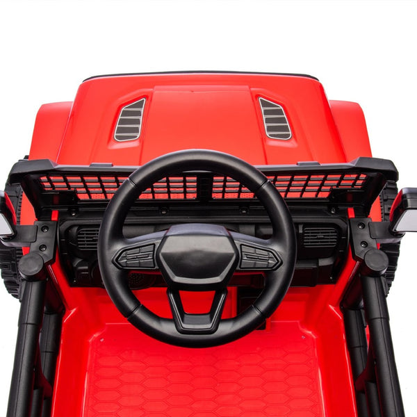 English Elm 24v Kids Ride on Car with Parental Remote Four Wheel Suspension Led Lights Bluetooth Red W1578P235082