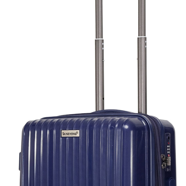 English Elm Luggage 3 Piece Pp Hard Shell Travel Set with Spinner Wheels Expandable Carry On Blue T3292P317006