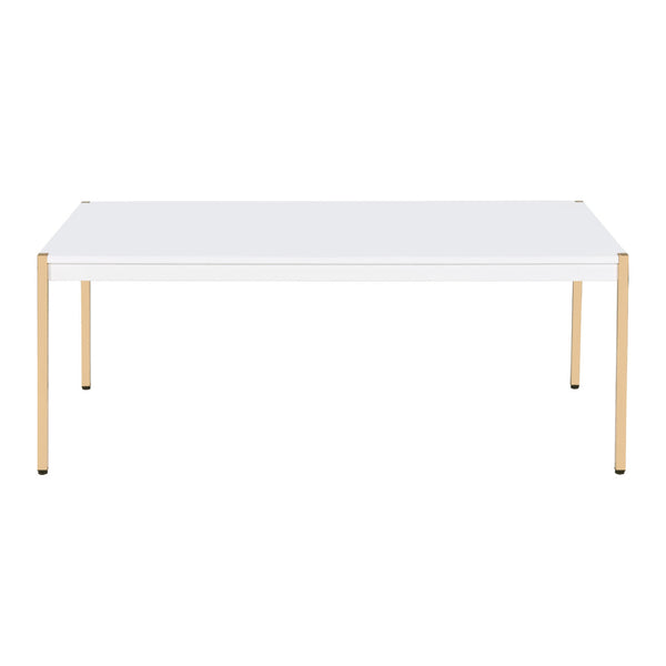 English Elm Rectangular Wooden Top Coffee Table with Gold Legs, Sleek Smooth Surface for Modern Living Rooms White+Gold B016P313022