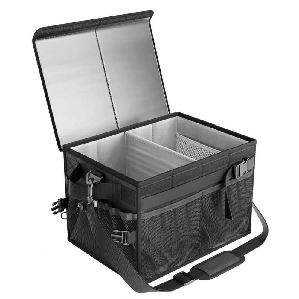 English Elm Picnic Bbq Caddy Bag with Aluminum Interior Mesh Pockets and Foldable Organizer W2181P481691