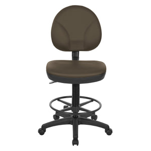 OSP Home Furnishings Sculptured Ergonomic Drafting Chair with Lumbar Support Padded Seat and Adjustable Footring Java DC550-R102
