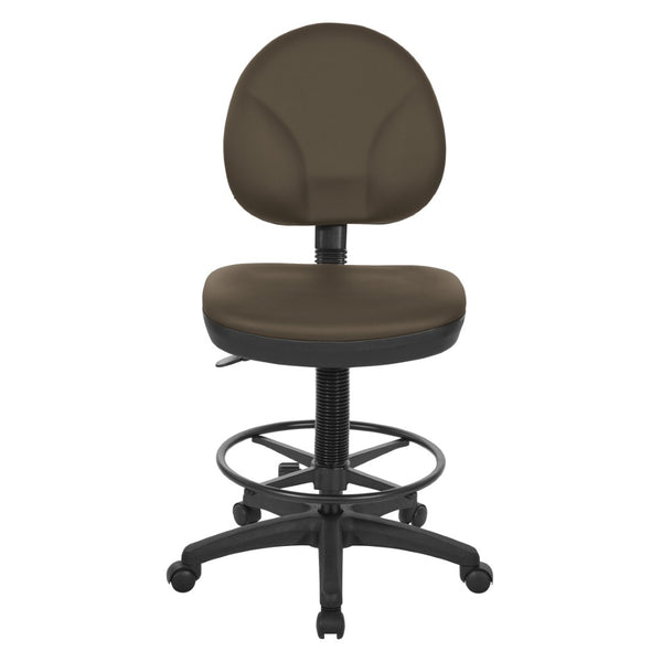 OSP Home Furnishings Sculptured Ergonomic Drafting Chair with Lumbar Support Padded Seat and Adjustable Footring Java DC550-R102