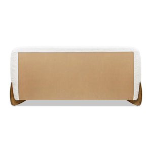 English Elm Jennifer Taylor Home - Alpine Cozy Queen Platform Bed In Ivory White Boucle With Rounded Headboard & Solid Wood Legs B2719P281849