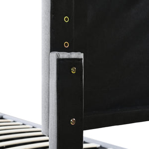 English Elm King Upholstered Hydraulic Storage Bed with Vertical Stripe Headboard, Linen Upholstery, 660lb Capacity Gray SF000285AAE