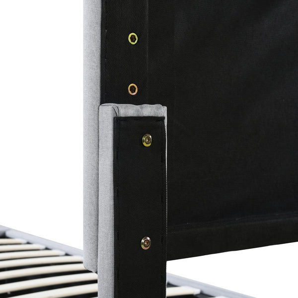 English Elm King Upholstered Hydraulic Storage Bed with Vertical Stripe Headboard, Linen Upholstery, 660lb Capacity Gray SF000285AAE